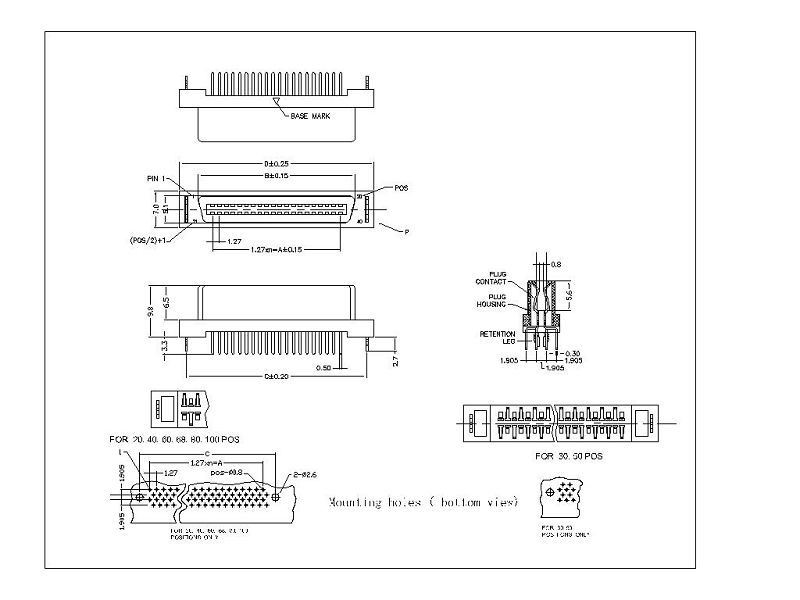 1.27mm Series Receptacle Straight Full Plastic Type HPZTD-FXX(001) 1.27mm Series Receptacle Straight Full Plastic Type HPZTD-FXX(001)