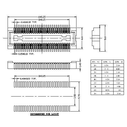 0.4mm Board to Board connector,Female,mating Height 1.5mm BB0.4F-1.5XXX02