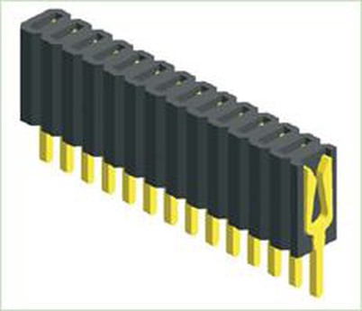 Connector femella de tipus recte d'una sola fila de 1,27 mm